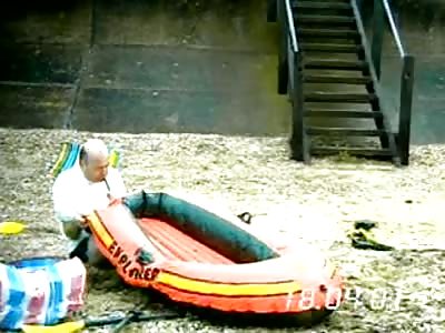 How not to inflate a rubber dinghy.
