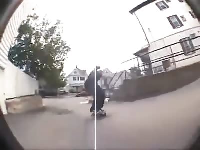 Skateboarder gets owned by a truck