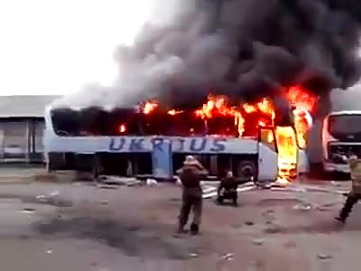 Russian terrorists for fun torched a passenger bus