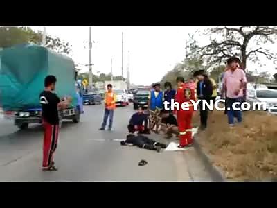 Mother Crying For Her Dead Son After Motorcycle Accident.