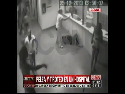 Violent Family Fight In The Emergency Room Of A Hospital.