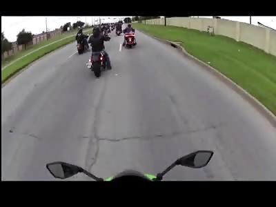 Group of Bikers Block Jeep that Tries to Fly Past them During a Ride for Veterans in Texass