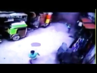 A Gas Cylinder Explodes Badly Injuring 15 People in Manila