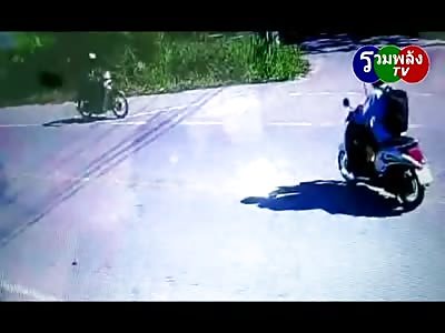 Motorcycles Collide Head On (w/Aftermath)