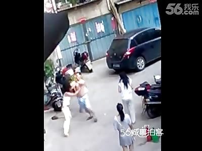 Drunk Shirtless Dude Attacks Female