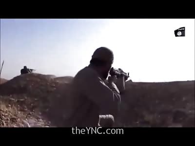 ISIS Fighter is Sniped Out Right Next to His Buddy