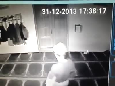 A thief stealing phones in the mosque