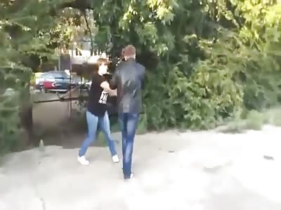 Girl beats up a guy for treason