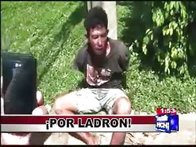 thief is interviewed amid a beating