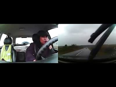 Woman Stays Extremely Calm During Accident !