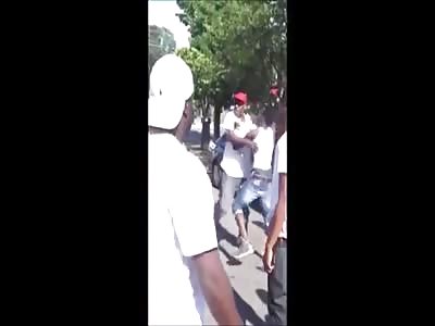 Grown Man Tries to fight Teen And Teen's Dad comes and Breaks his Jaw.