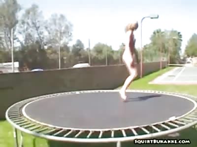 Naked trampoline squirtage