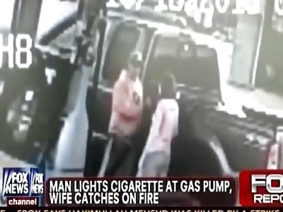 Morons smoking at The Gas Pump Catch fire