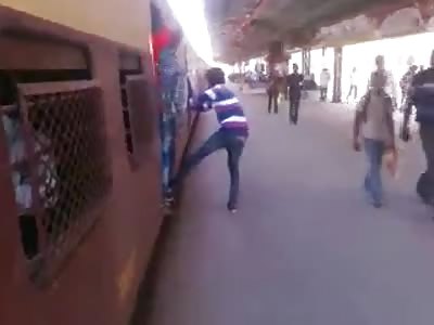 youth slips in train and platform gap
