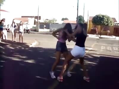 INTENSE Brazilian CATFIGHT stopped by crazy woman with a... BIG stick! LOL 
