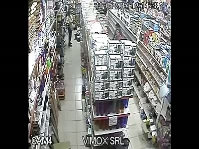 Woman shits on the stores floor