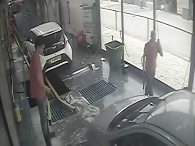 Carwash accident, stop means go!