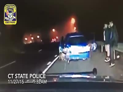 SPEEDING CAR NARROWLY MISSES TWO PEOPLE