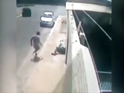 ELDERLY MAN IS CRUSHED AGAINST A WALL BY RUNNAWAY CAR
