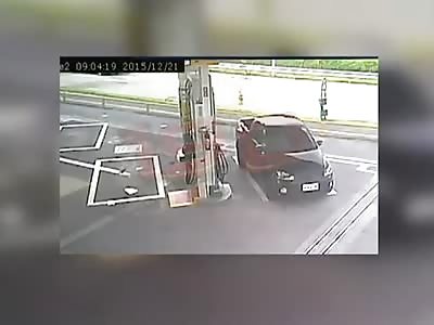 DRIVER OF THE YEAR DESTROYS GAS STATION