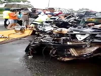 MAN TRAPPED IN WRECKAGE AFTER A CAR ACCIDENT