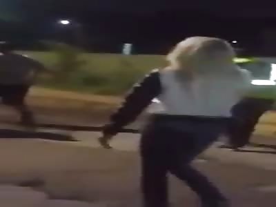 WOMAN TRYING TO FLEE THE SCENE OF MOTORCYCLE ACCIDENT