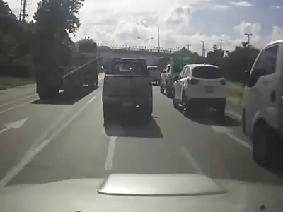 Truck & Trailer Can't Stop in Heavy Traffic 