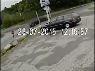 Man Escapes Being Crushed By Car At A Gas Station