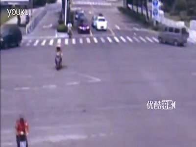 Woman with three kids on scooter hit by car 