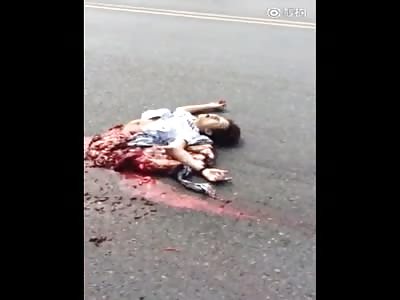 Woman On Scooter Crushed  By Truck 