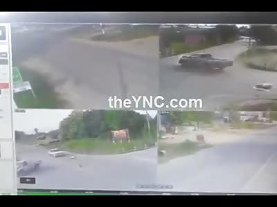 Car Plunges into Water after Hitting Another Car. 