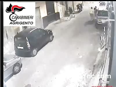 Old woman is dragged away by a purse snatcher on Scooter.