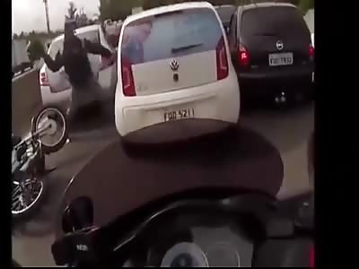 Road Rage After Driver Ran Motorcyclist Over