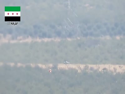 TOW Missile warbling in Hama flying to kill Assad terrorists in their Tank 