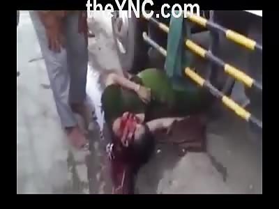 Woman Crushed By Truck.