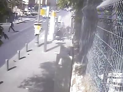 CCTV Terrorist running over and killing pedestrian at Jerusalem bus stop 