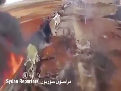 Video- warplanes targeted a convoy of trucks carrying stolen oil in the countryside of -Aleppo -