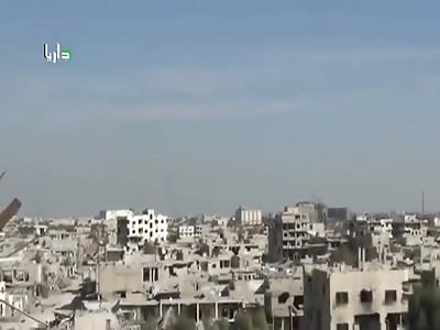 --Syrian- intense Airstrike hits terrorists -in Darayya- (close sight)