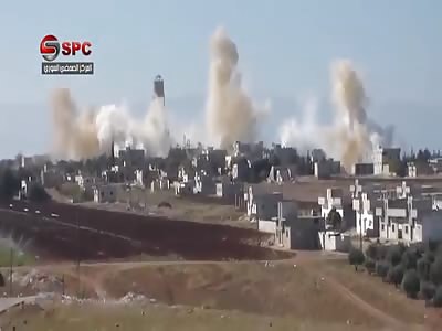 Russian air strikes on terrorist strongholds in the town of Al-Lataminah northern Hama