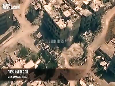  Dramatic Russian drone footage of the scene of clashes between the Syrian Army and the US-backed islamic terrorists