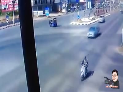 High Speed Pickup Truck Smashed into a Scooter in Brutal Accident