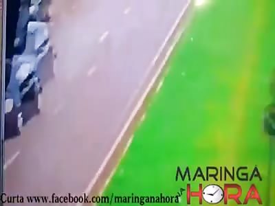 Helicopter Biker Thrown Into the Air After Hitting a Car