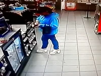 Woman Taking a Pee on the Shop Floor