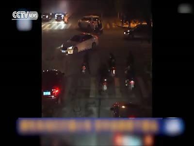 Somersaulting Bike Rider Flies Through the Air after Hitting a Car