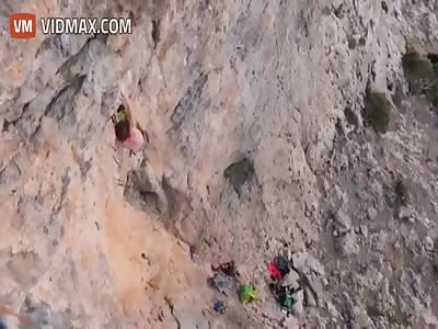 Lucky Rock Climber Slips and Slams Hard into Rockface!