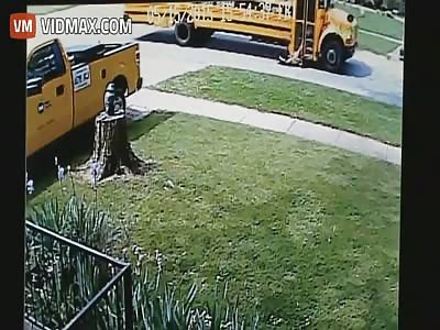 Holy f*ck! CCTV camera's catch a kid being dragged by his school bus