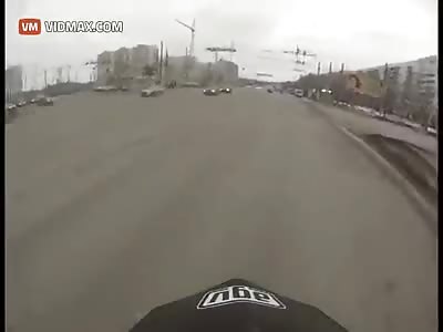Russian motorcyclist crashes through the scene faster than you can say Borscht
