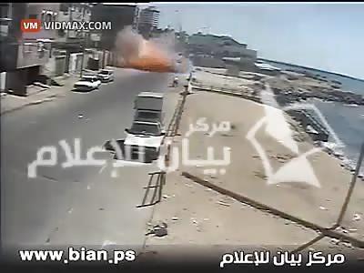 Israeli warplane lands a direct hit on a car in Gaza.
