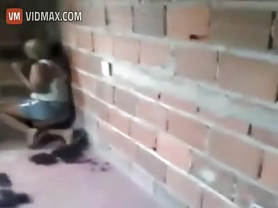 Brazilian Man Relentlessly Beats A bald Woman screaming uncontrollably with A 2x4